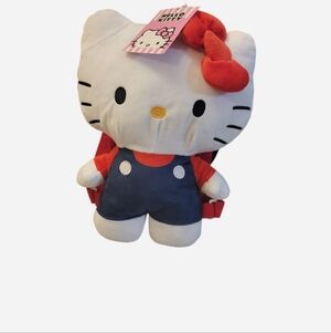 Hello Kitty Plush Backpack 14 In With Zipper 7 in Pocket Adjustable Straps